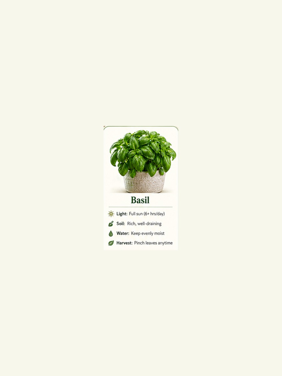 AtHomeGrower card for Basil