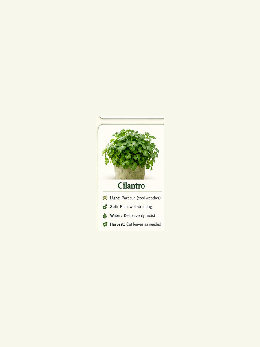 AtHomeGrower card for Cilantro