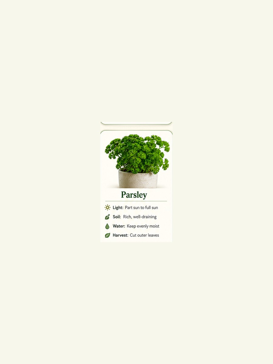 AtHomeGrower card for Parsley