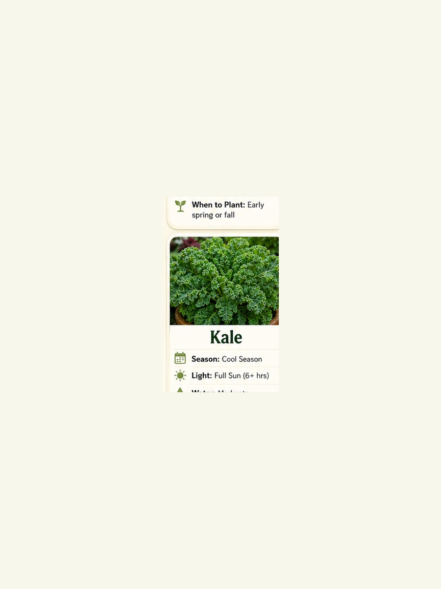 AtHomeGrower card for Kale