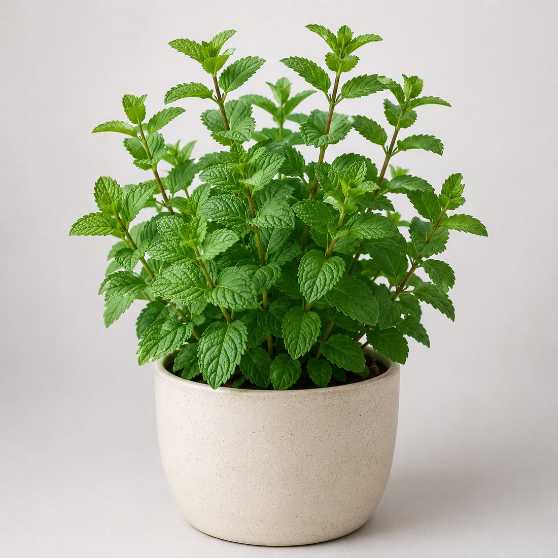 Peppermint herb plant in a simple container