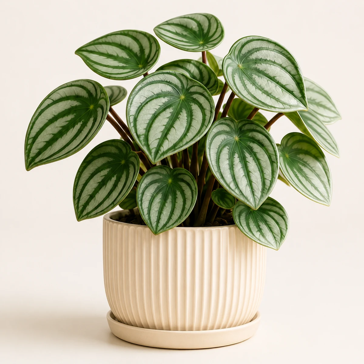 Watermelon Peperomia pet-friendly plant in a simple pot