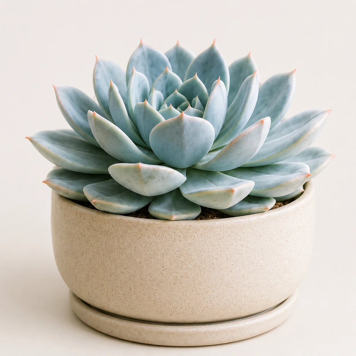 Blue Echeveria pet-friendly plant in a simple pot