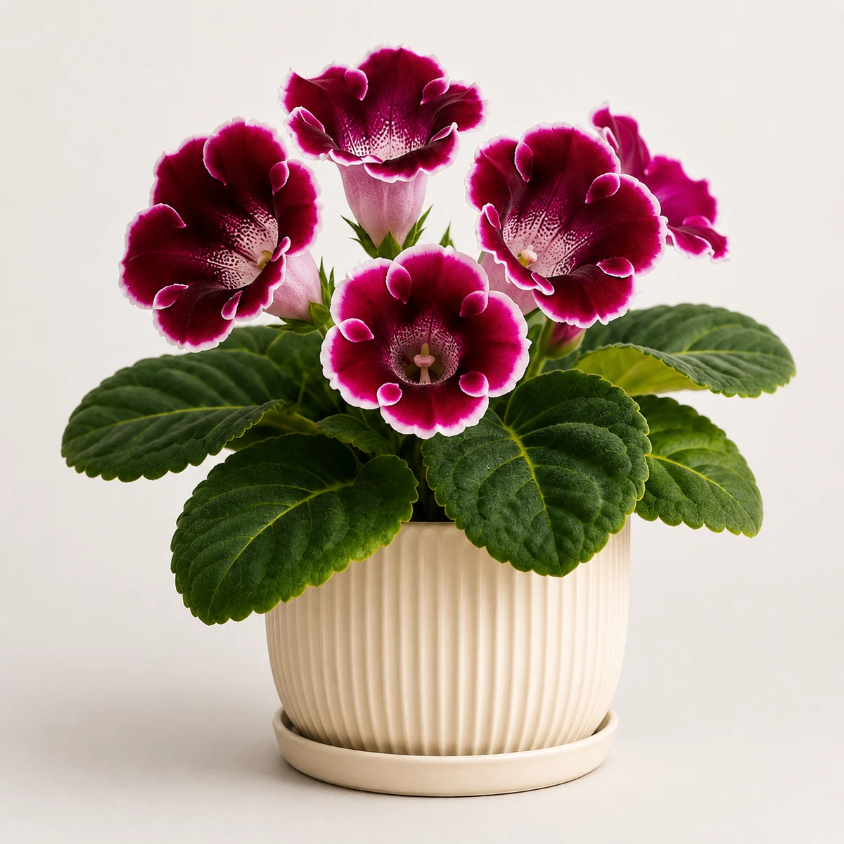 Gloxinia pet-friendly plant in a simple pot