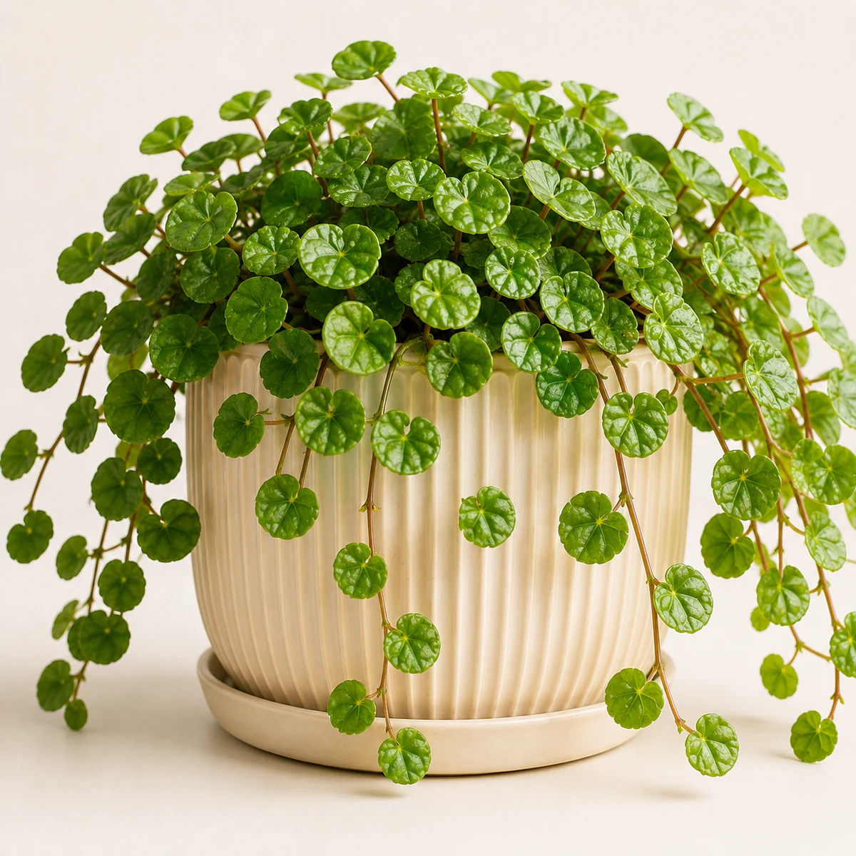 Creeping Pilea pet-friendly plant in a simple pot