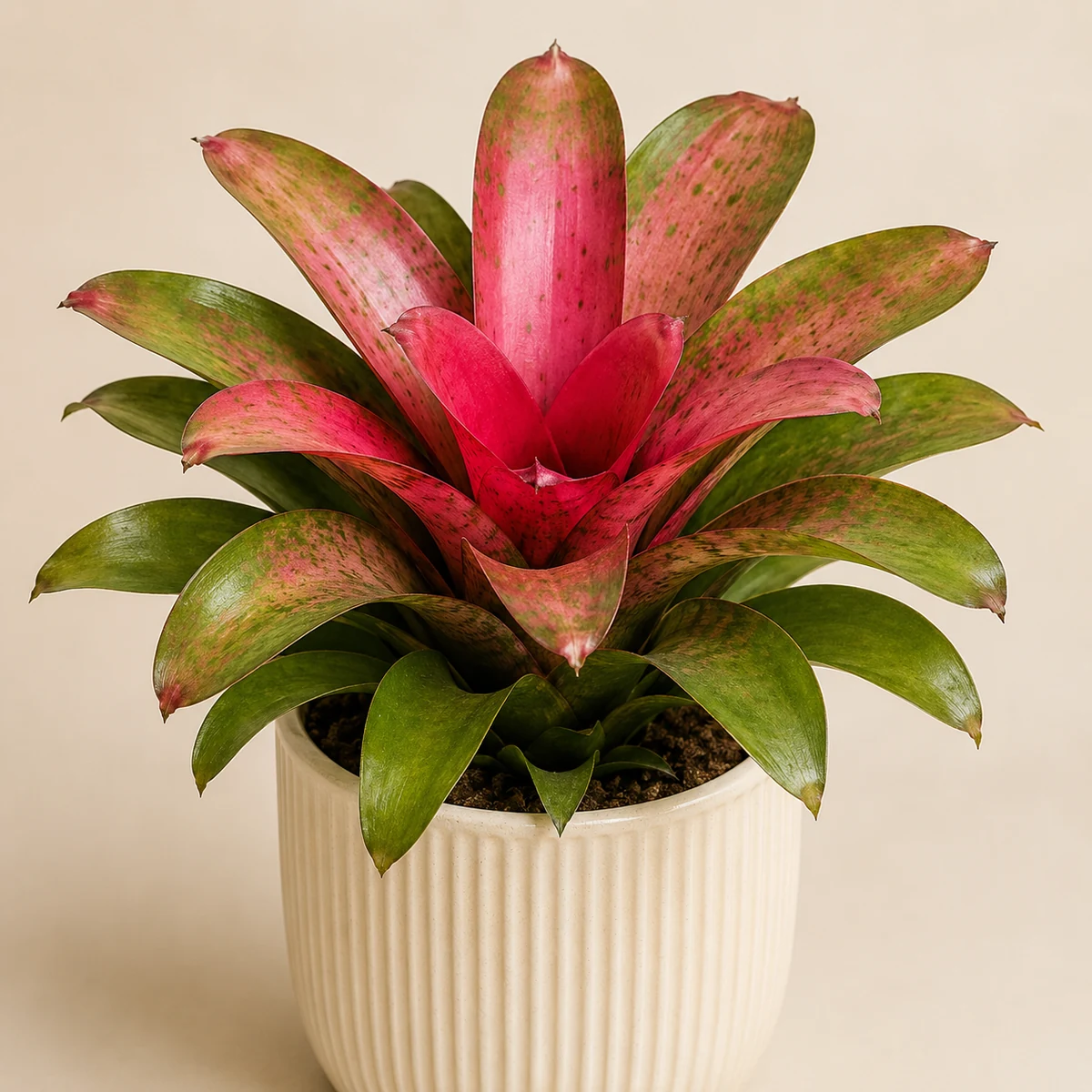 Blushing Bromeliad pet-friendly plant in a simple pot