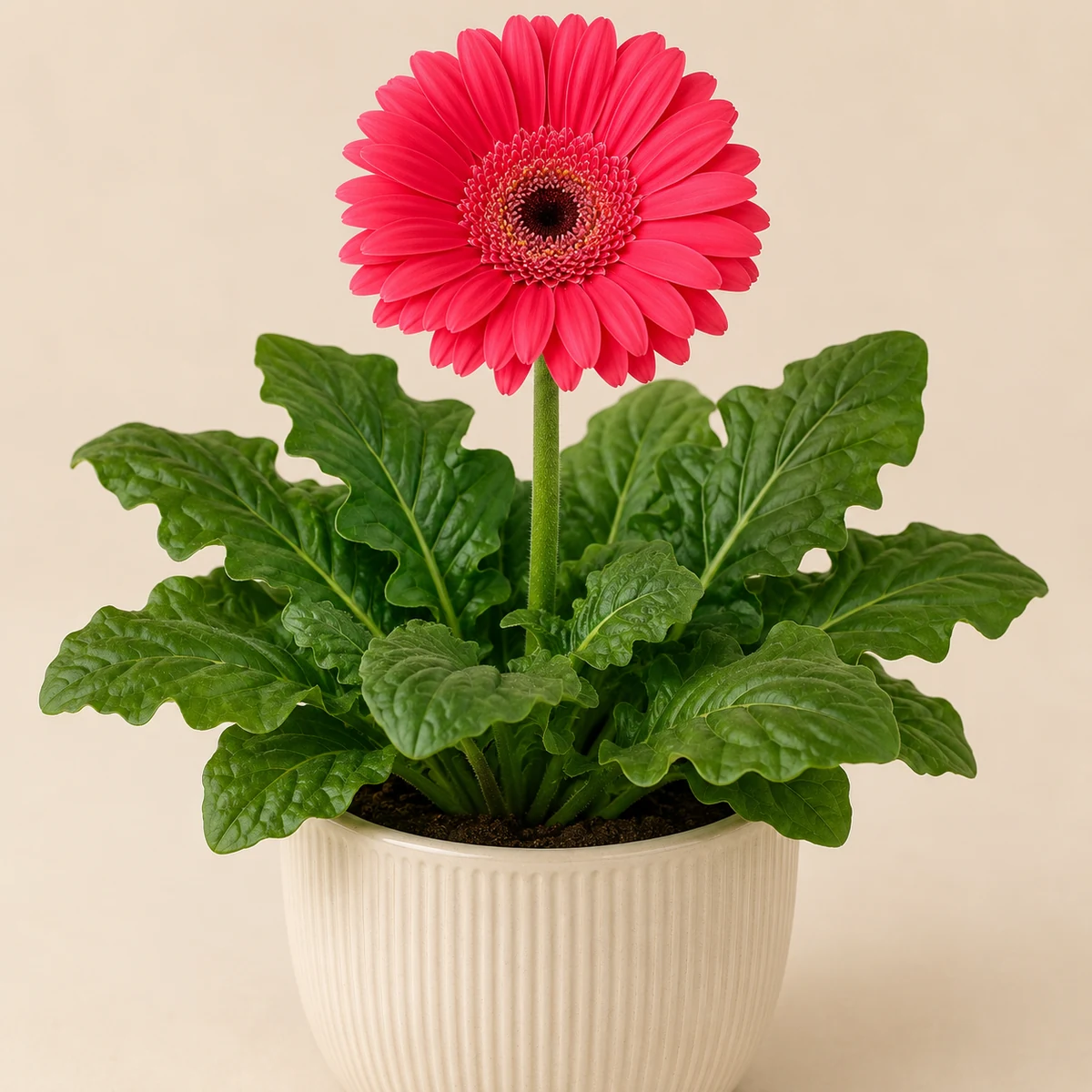 Gerbera Daisy pet-friendly plant in a simple pot