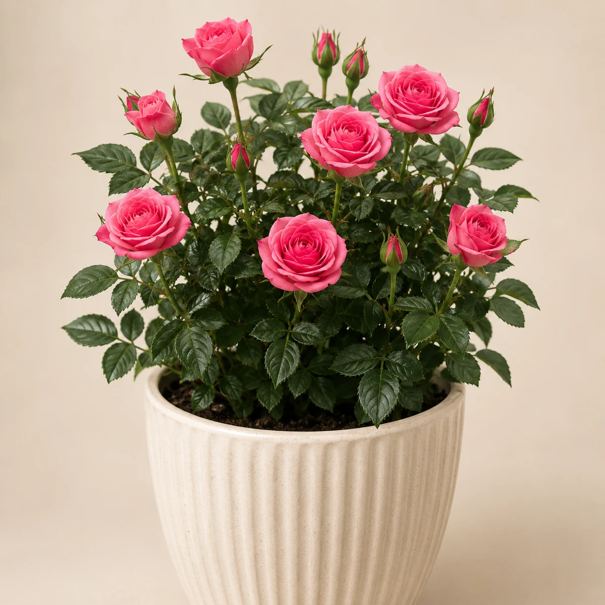 Miniature Rose pet-friendly plant in a simple pot