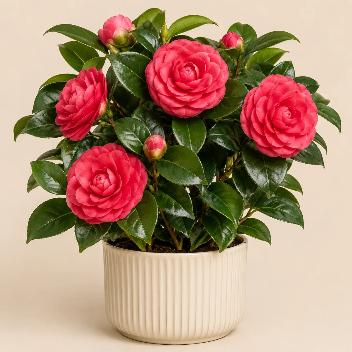 Common Camellia pet-friendly plant in a simple pot