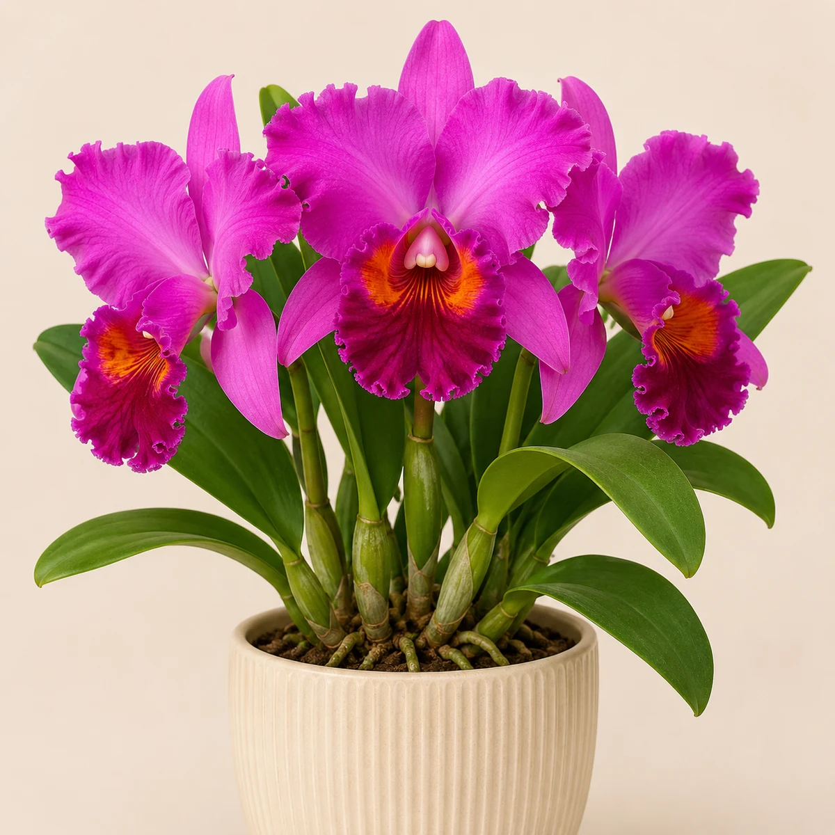 Cattleya Orchid pet-friendly plant in a simple pot