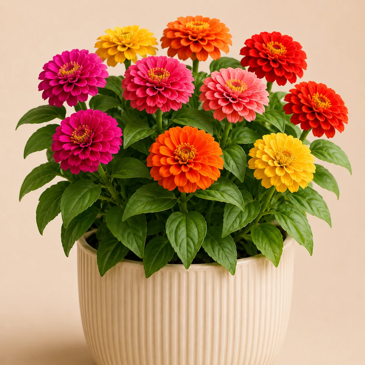 Zinnia pet-friendly plant in a simple pot