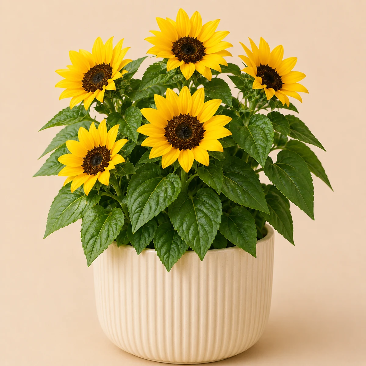 Dwarf Sunflower pet-friendly plant in a simple pot