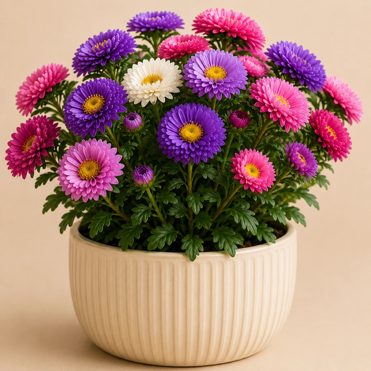 China Aster pet-friendly plant in a simple pot