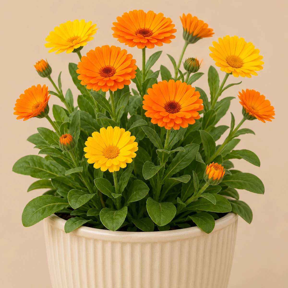 Pot Marigold pet-friendly plant in a simple pot