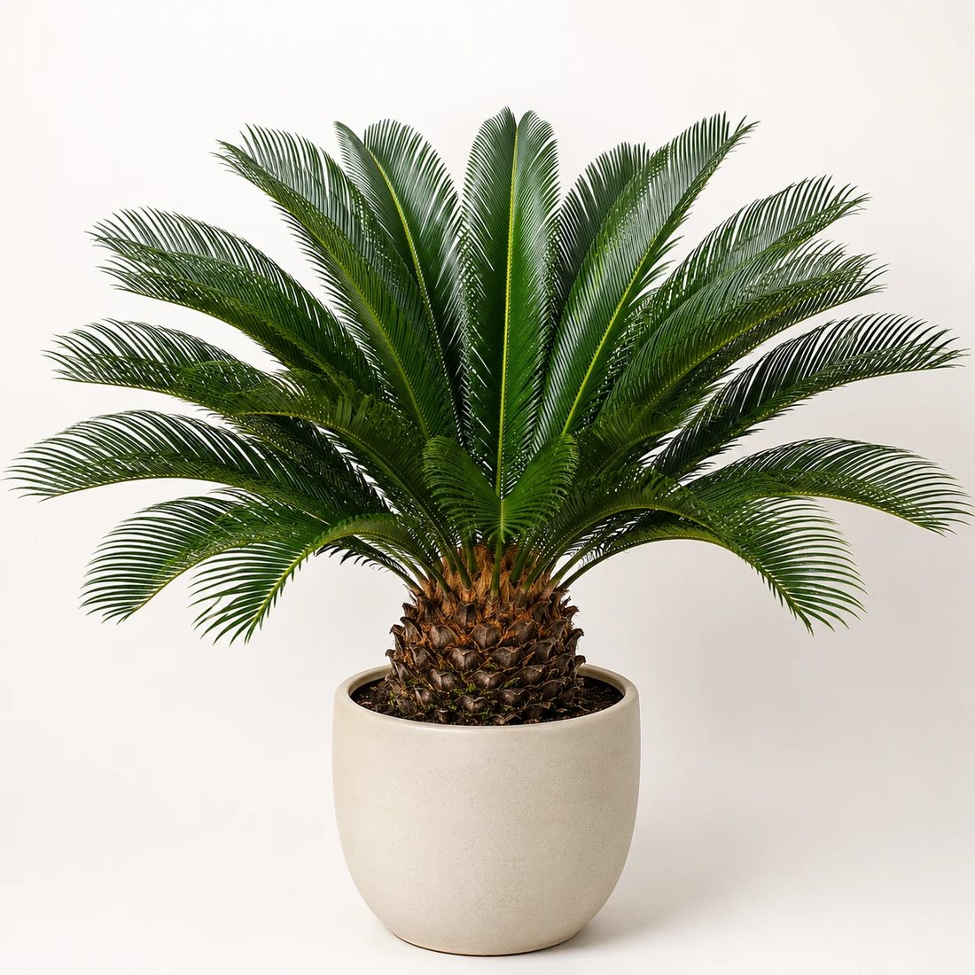 Sago palm cycad in a neutral pot