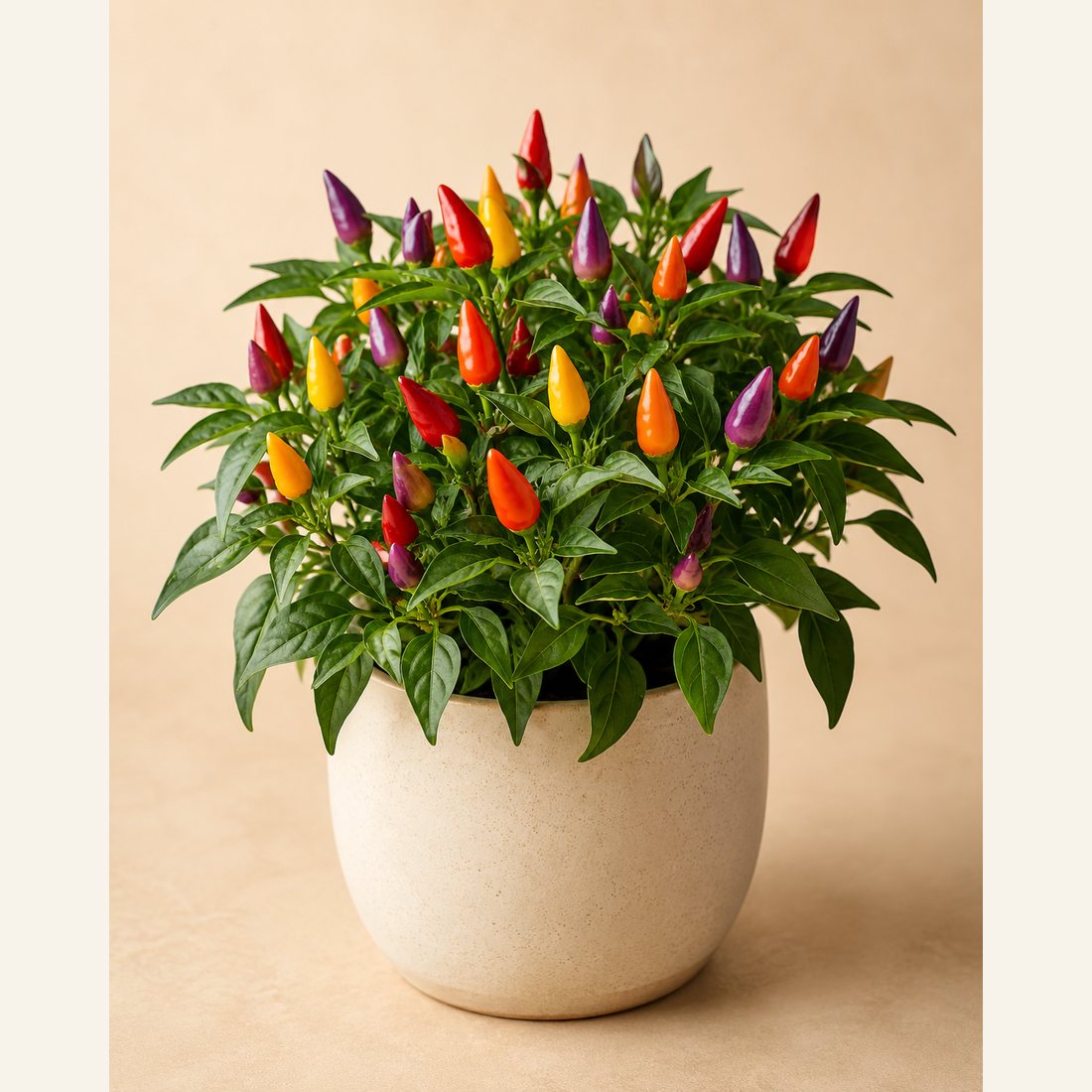 Ornamental Pepper not-pet-friendly houseplant in a simple pot